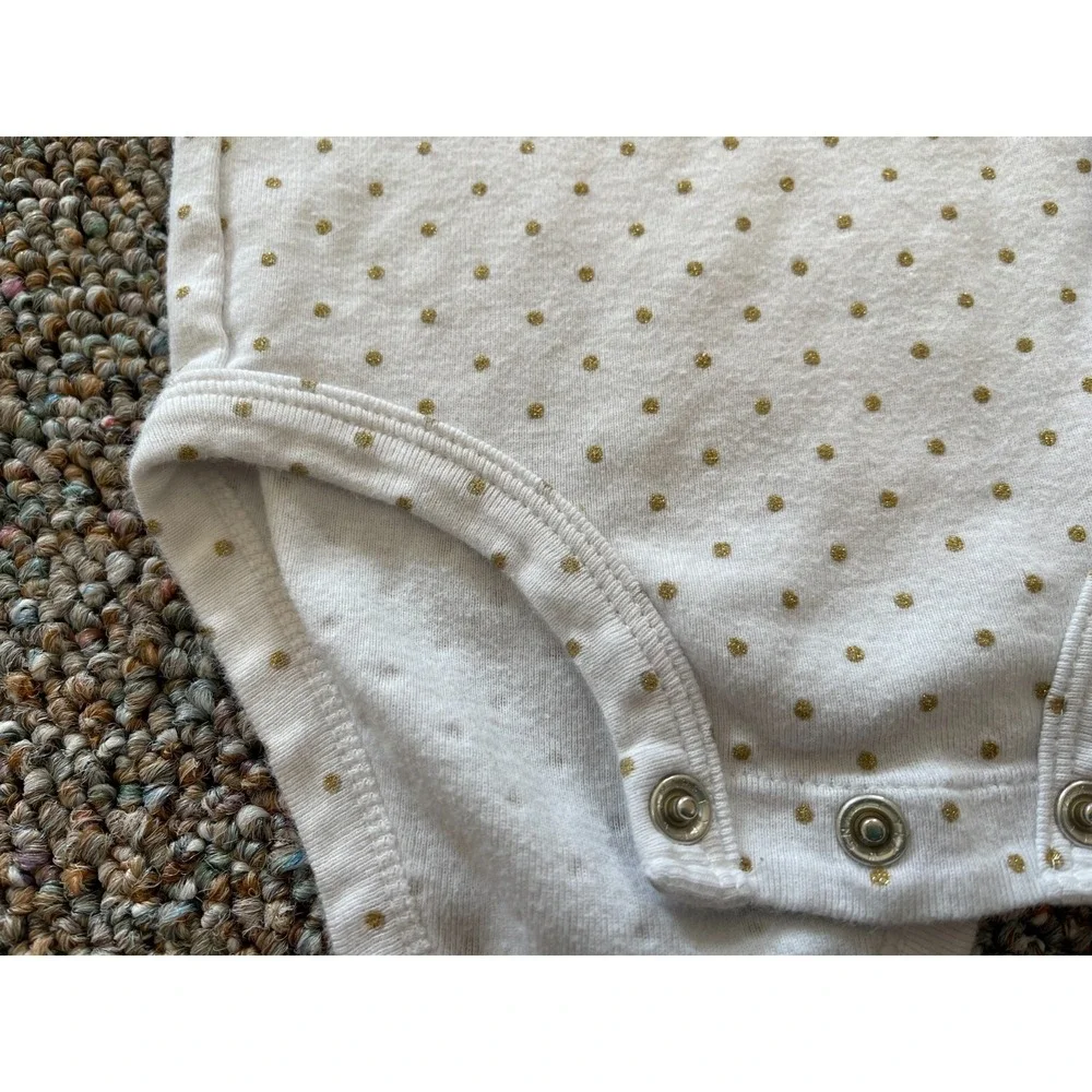 Carter's Girls Gold Glitter Spotted Bodysuit & Black & White Spotted Pants 3M